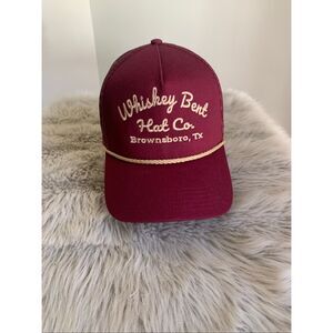 Whiskey Bent Hat Co Maroon Burgundy Rope Trucker Hat Snapback Texas Mesh Cap